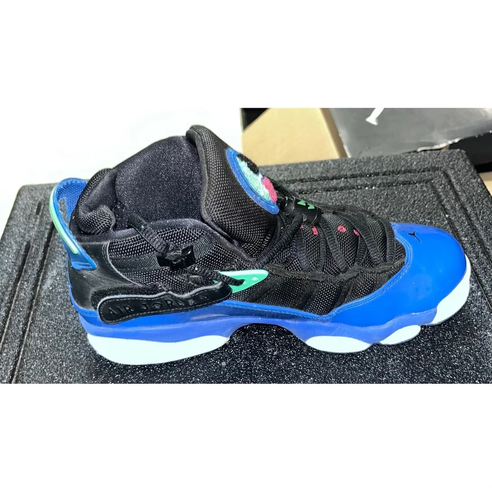 Jordan 6 Rings Blue Black Patent Leather Youth Size 7Y Sneakers 323419-014